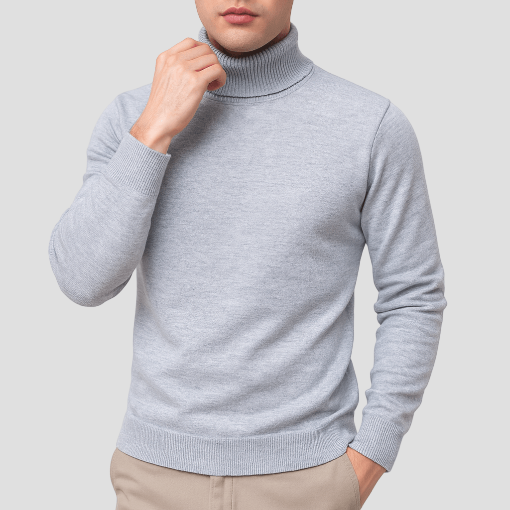 Comfortable Burgundy Knit Turtleneck Sweater for Women with High Neck Long Sleeve Ribbed Cuff Casual Style