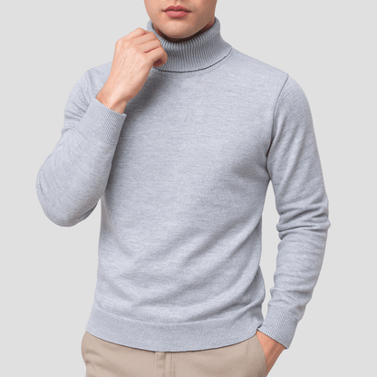 Comfortable Burgundy Knit Turtleneck Sweater for Women with High Neck Long Sleeve Ribbed Cuff Casual Style