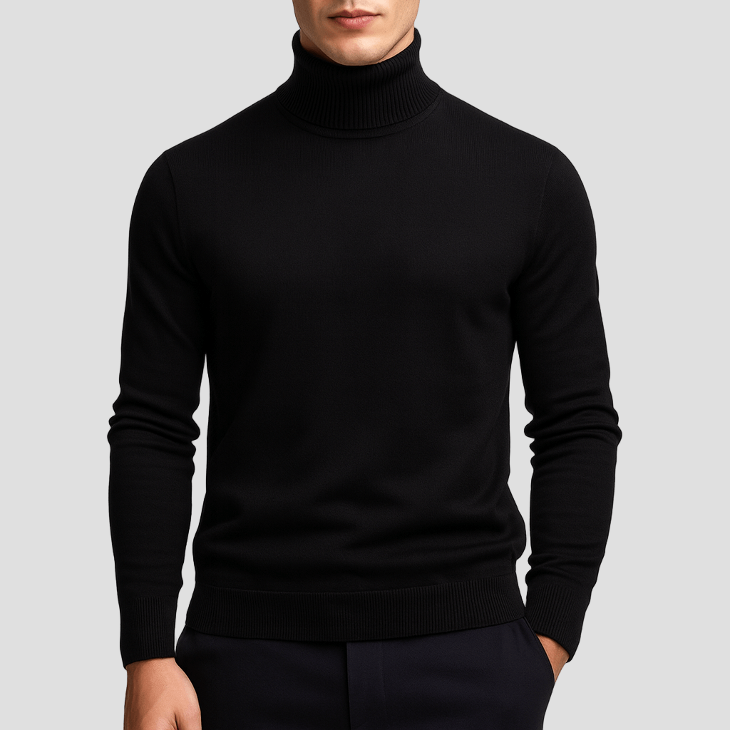 Comfortable Burgundy Knit Turtleneck Sweater for Women with High Neck Long Sleeve Ribbed Cuff Casual Style