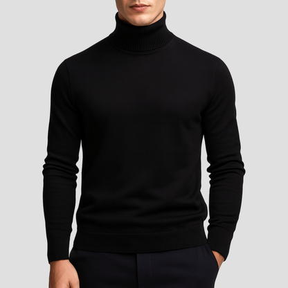 Comfortable Burgundy Knit Turtleneck Sweater for Women with High Neck Long Sleeve Ribbed Cuff Casual Style
