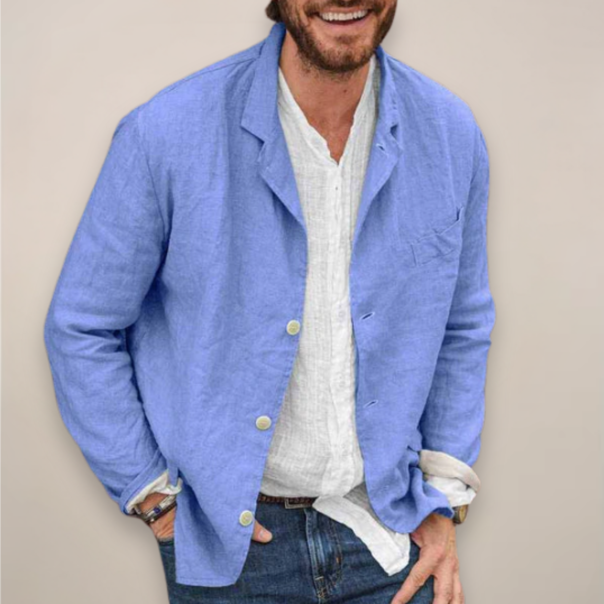 Effortless Linen Jacket for Women with Notch Lapel Long Sleeve Button Front Relaxed Casual Style