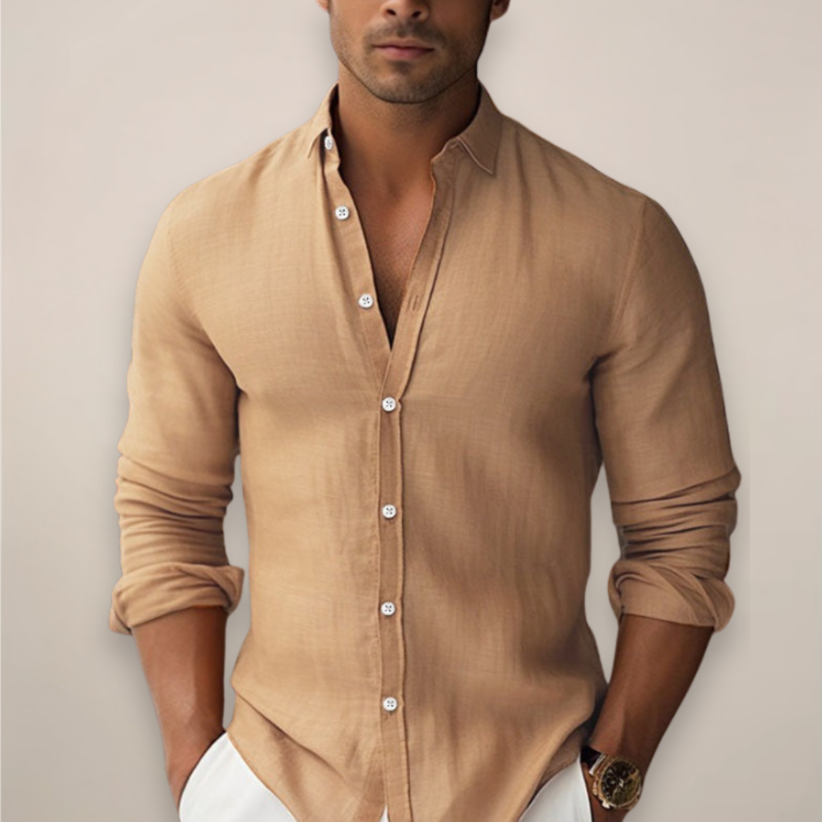 Effortless Linen Shirt for Women with Collar Long Sleeve Button Front Relaxed Casual Style