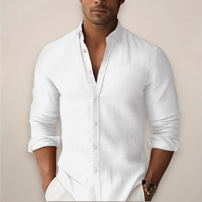 Effortless Linen Shirt for Women with Collar Long Sleeve Button Front Relaxed Casual Style