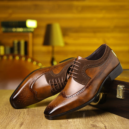 Elegant Wingtip Brogue Oxford for Women with Lace Up Two Tone Suede Panel Formal Style
