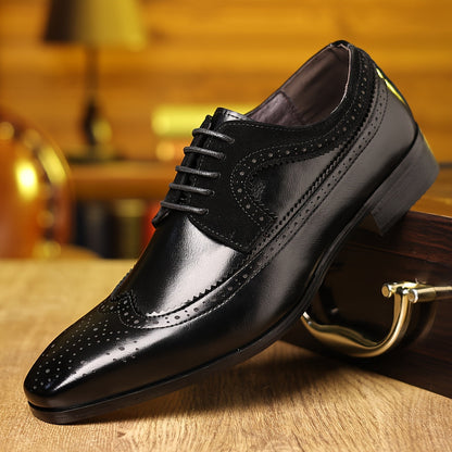 Elegant Wingtip Brogue Oxford for Women with Lace Up Two Tone Suede Panel Formal Style