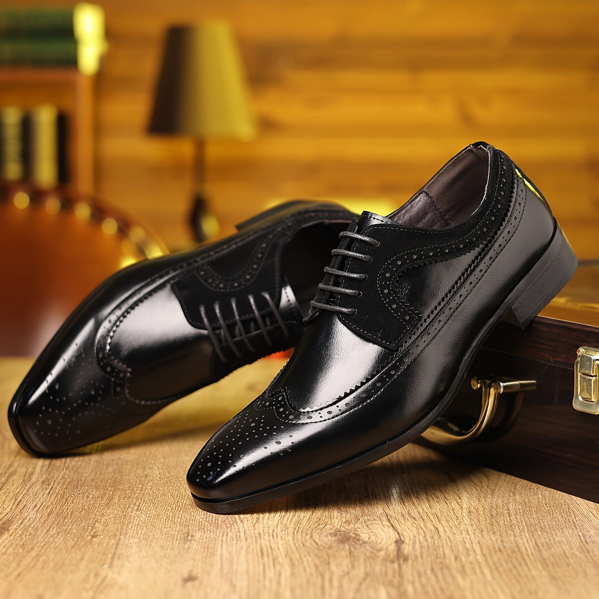 Elegant Wingtip Brogue Oxford for Women with Lace Up Two Tone Suede Panel Formal Style