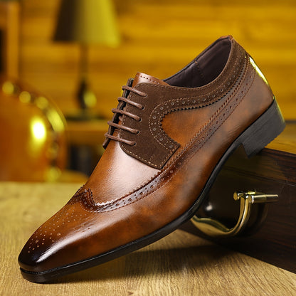 Elegant Wingtip Brogue Oxford for Women with Lace Up Two Tone Suede Panel Formal Style