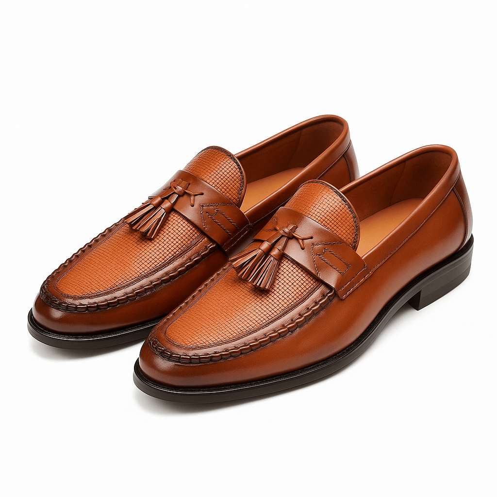 Stylish Woven Leather Loafer for Women with Tassel Penny Strap Casual Style