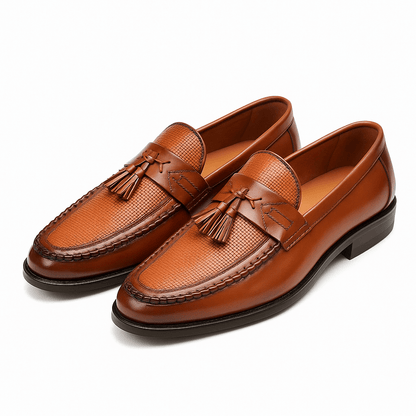 Stylish Woven Leather Loafer for Women with Tassel Penny Strap Casual Style