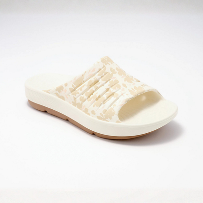 Comfortable Slides for Women with Ribbed Strap Cushioned Footbed Slip On Style