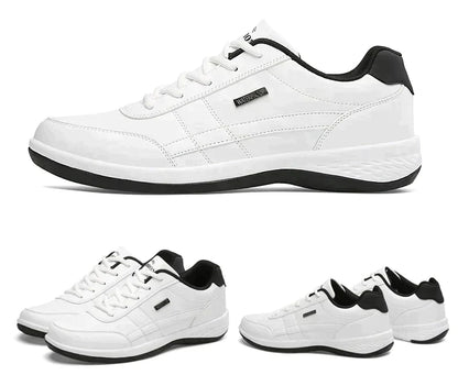 Stylish Leather Sneaker for Women with Round Toe Lace Up Cushioned Sole Casual Style