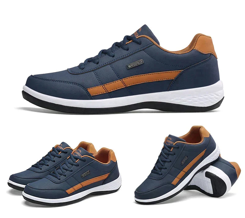 Stylish Leather Sneaker for Women with Round Toe Lace Up Cushioned Sole Casual Style