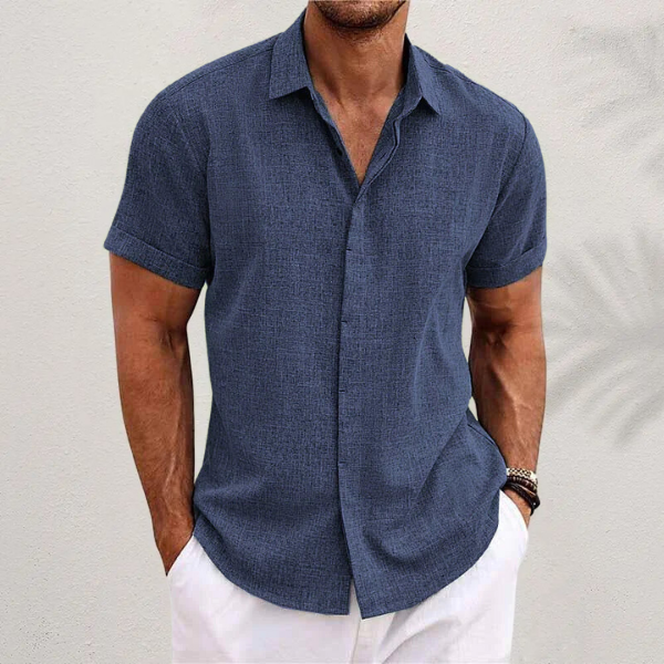 Effortless Linen Shirt for Women with Collar Short Sleeve Button Front Relaxed Casual Style