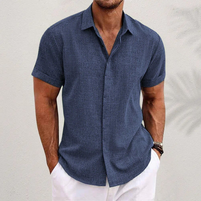Effortless Linen Shirt for Women with Collar Short Sleeve Button Front Relaxed Casual Style