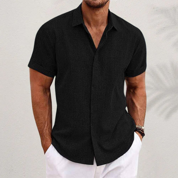 Effortless Linen Shirt for Women with Collar Short Sleeve Button Front Relaxed Casual Style
