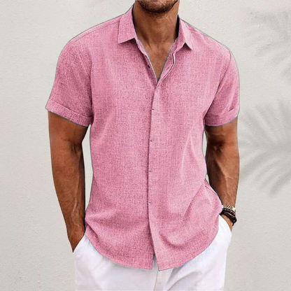 Effortless Linen Shirt for Women with Collar Short Sleeve Button Front Relaxed Casual Style