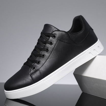Comfortable Leather Sneakers for Women with Lace Up Round Toe Casual Style