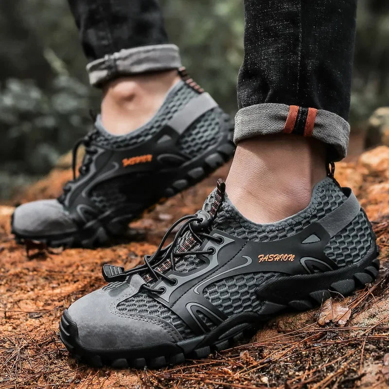 Comfortable Mesh Fashion Sneaker for Women with Lace Up Bungee Cord Rugged Trail Style