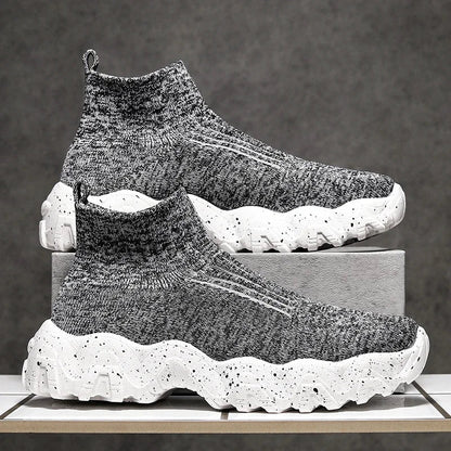 Comfortable Knit Sock Sneaker for Women with Slip On High Top Chunky Sole Casual Style