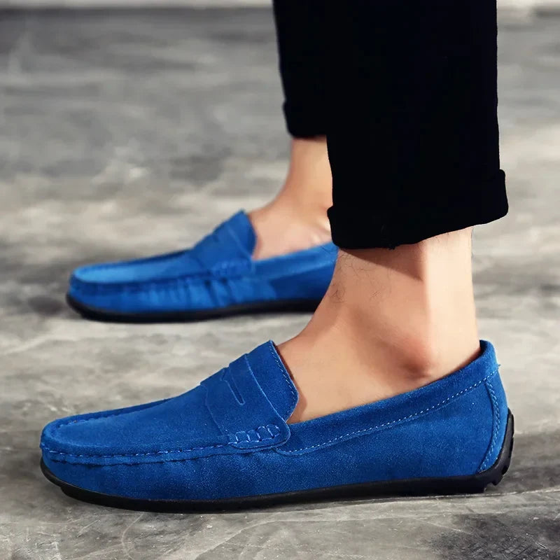Stylish Suede Driving Loafer for Women with Penny Strap Slip On Rubber Sole Casual Style