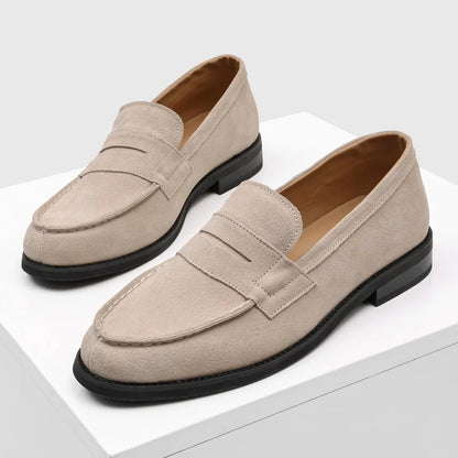 Effortless Suede Penny Loafer for Women with Round Toe Flat Sole Slip On Casual Style