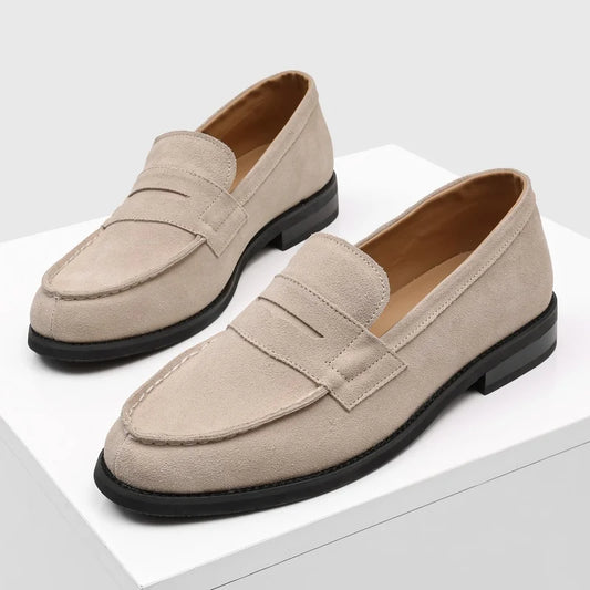 Effortless Suede Penny Loafer for Women with Round Toe Flat Sole Slip On Casual Style
