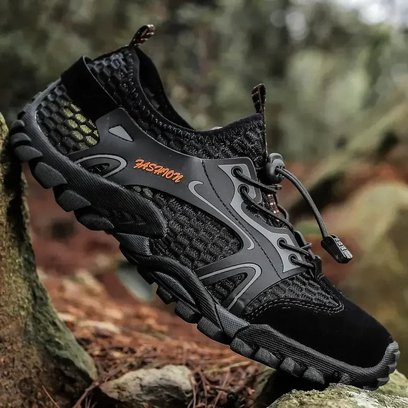 Comfortable Mesh Fashion Sneaker for Women with Lace Up Bungee Cord Rugged Trail Style