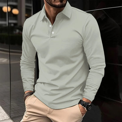 Elegant Ribbed Polo Shirt for Women with Collar Long Sleeve Button Placket Casual Style