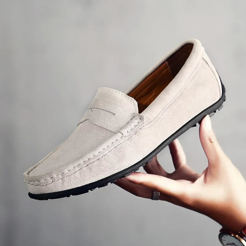 Stylish Suede Driving Loafer for Women with Penny Strap Slip On Rubber Sole Casual Style