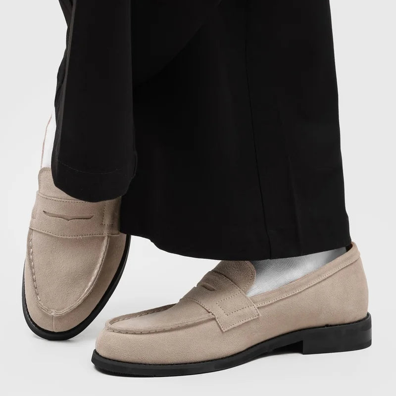 Effortless Suede Penny Loafer for Women with Round Toe Flat Sole Slip On Casual Style