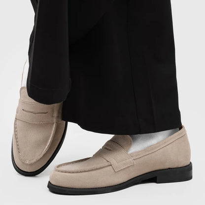 Effortless Suede Penny Loafer for Women with Round Toe Flat Sole Slip On Casual Style