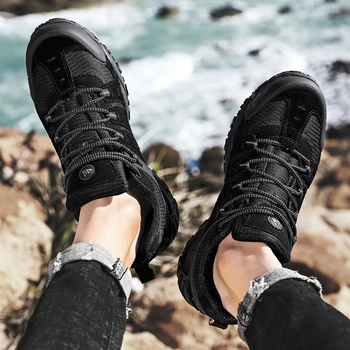 Effortless Suede Mesh Hiking Sneaker for Women with Lace Up Reinforced Toe Rugged Outdoor Style