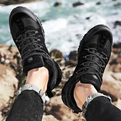 Effortless Suede Mesh Hiking Sneaker for Women with Lace Up Reinforced Toe Rugged Outdoor Style