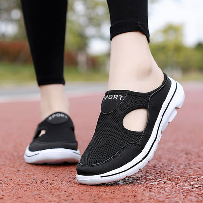 Comfortable Mesh Slip On Mule Sneaker for Women with Cutout Vent Platform Sole Sport Style