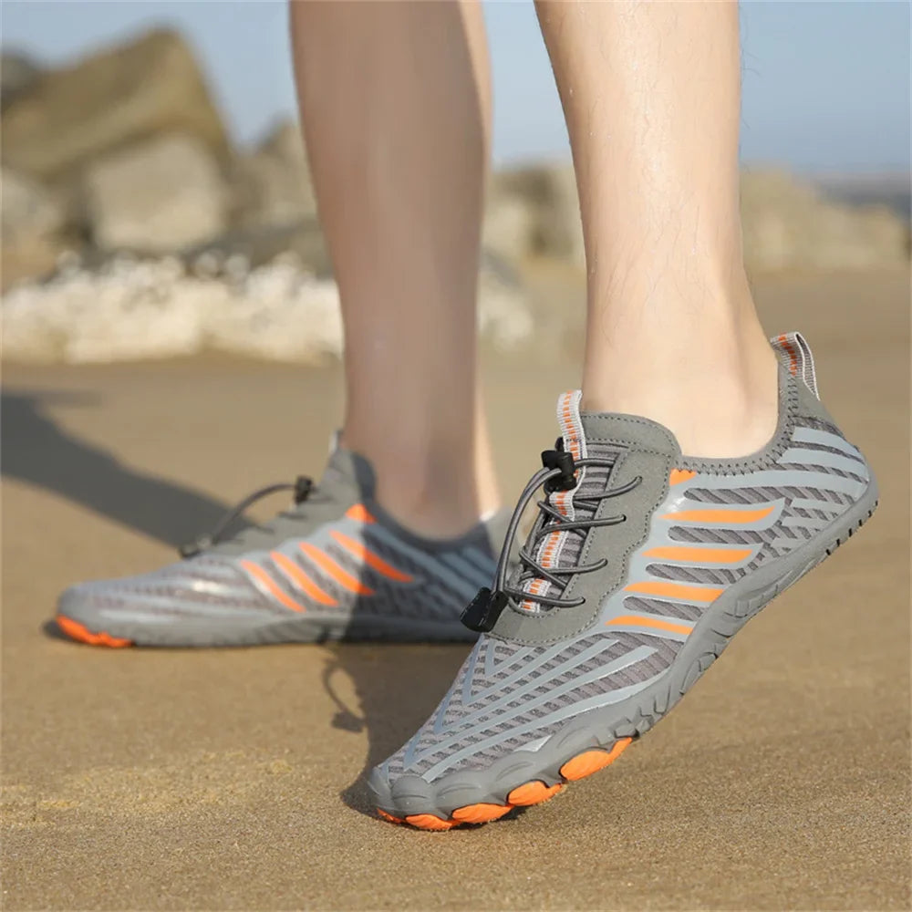 Comfortable Mesh Quick Dry Water Shoes for Women with Toggle Lace Barefoot Sole Casual Style