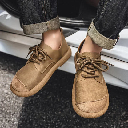 Effortless Leather Derby Sneaker for Women with Lace Up Suede Cap Toe Chunky Sole Casual Style
