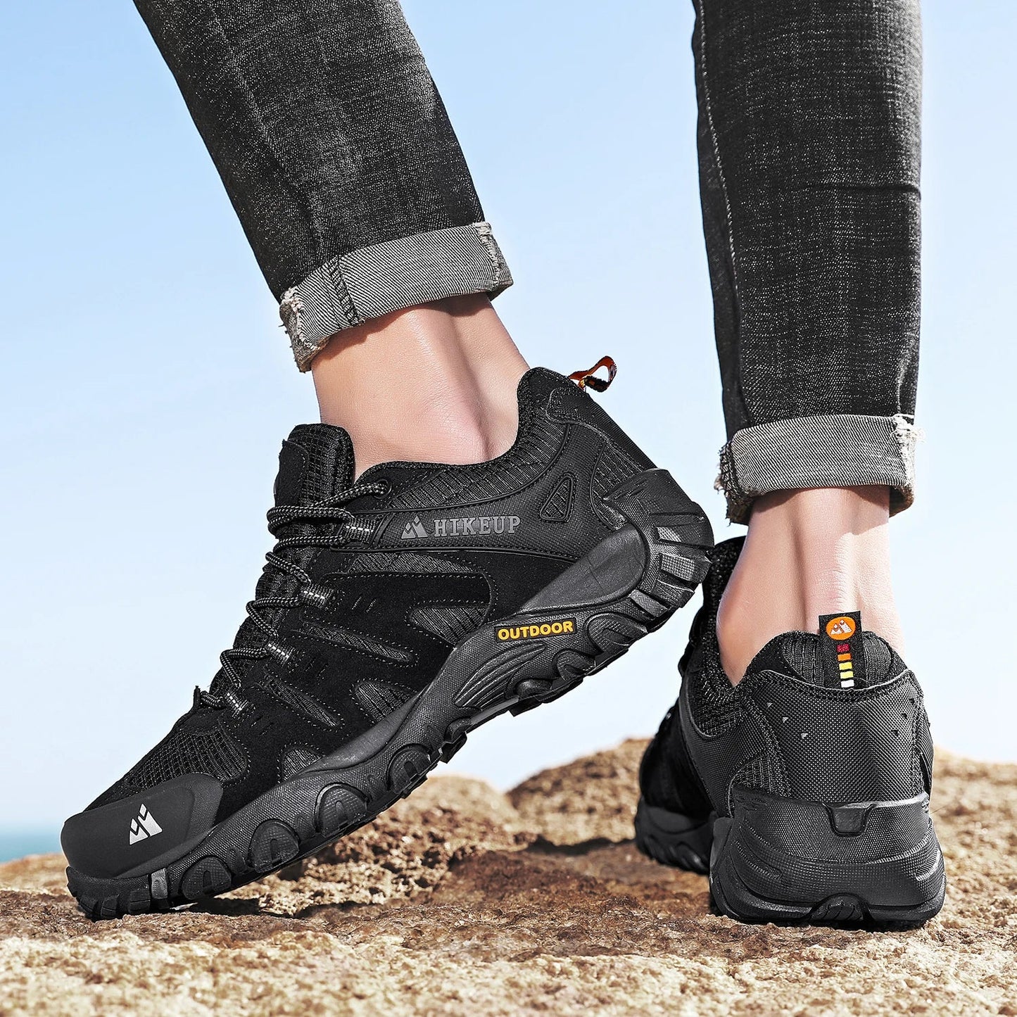 Effortless Suede Mesh Hiking Sneaker for Women with Lace Up Reinforced Toe Rugged Outdoor Style
