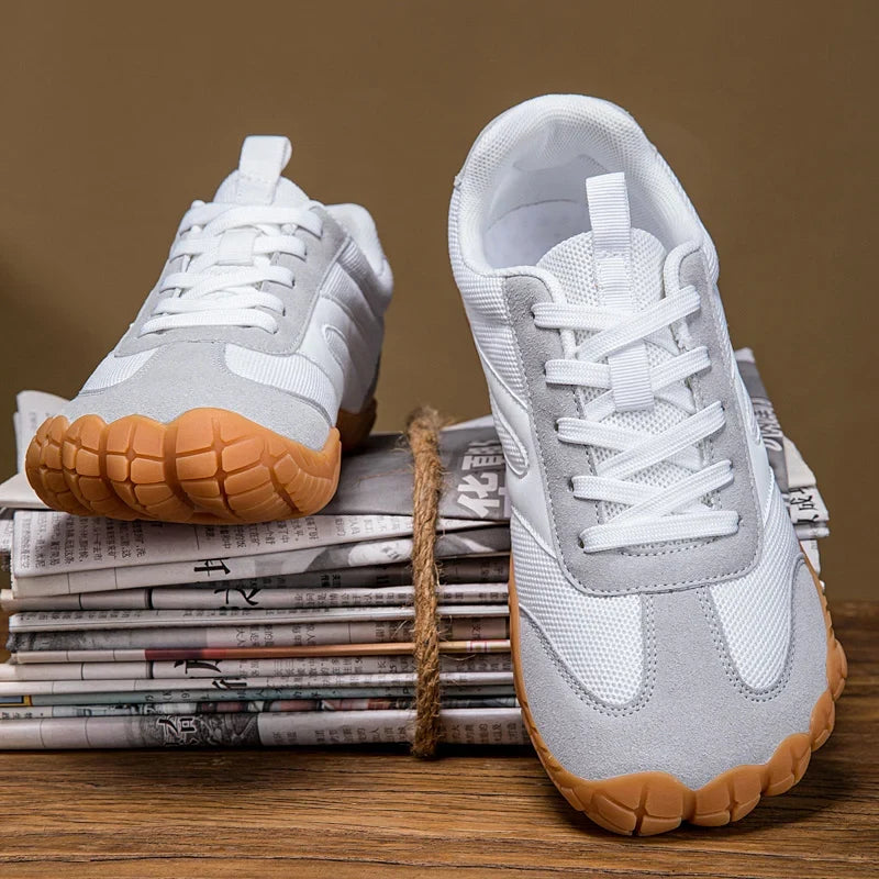 Stylish Barefoot Sneaker for Women with Lace Up Wide Toe Gum Sole Casual Style