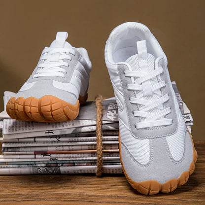 Stylish Barefoot Sneaker for Women with Lace Up Wide Toe Gum Sole Casual Style