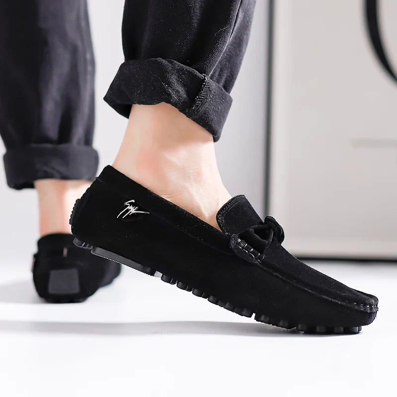 Comfortable Suede Driving Loafer for Women with Moc Toe Bow Tie Slip On Casual Style