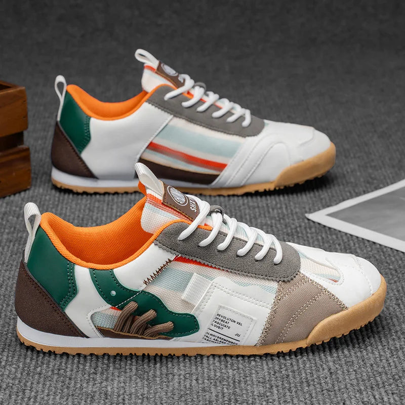 Effortless Colorblock Fashion Sneakers for Women with Lace Up Gum Sole Sporty Casual Style