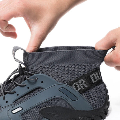 Effortless Knit Mesh Trail Sneaker for Women with High Top Lace Up Rugged Outsole Casual Style