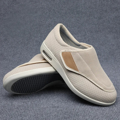 Comfortable Knit Fashion Sneaker for Women with Adjustable Strap Wide Toe Air Cushion Sole Casual Style