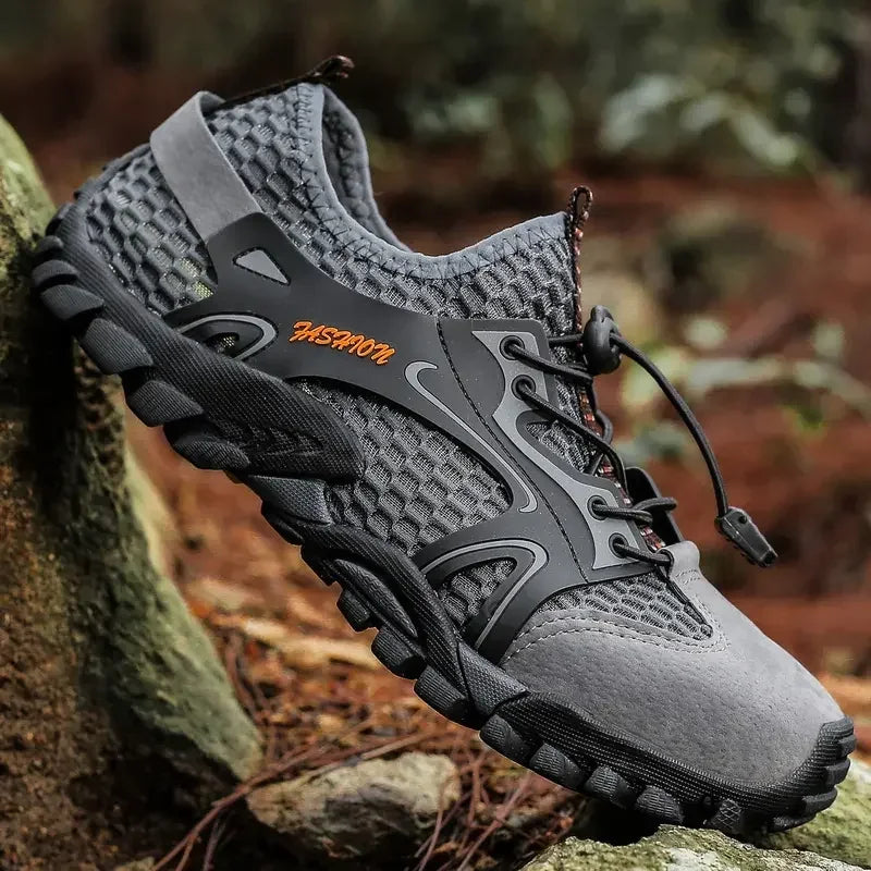 Comfortable Mesh Fashion Sneaker for Women with Lace Up Bungee Cord Rugged Trail Style