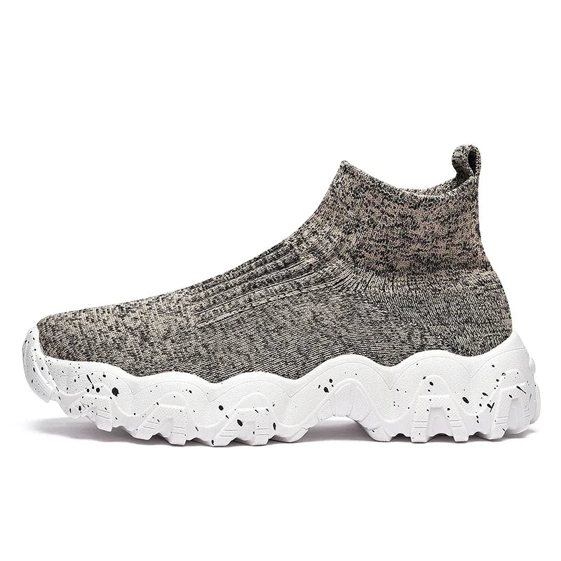 Comfortable Knit Sock Sneaker for Women with Slip On High Top Chunky Sole Casual Style