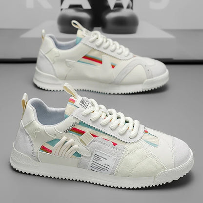 Stylish Colorblock Suede Sneaker for Women with Lace Up Contrast Panel Chunky Sole Retro Style
