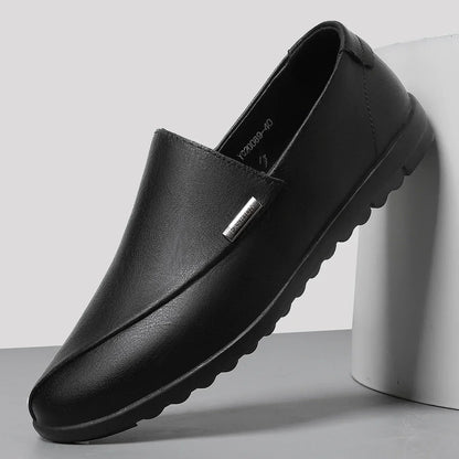 Comfortable Leather Loafer for Women with Slip On Round Toe Stitched Rubber Sole Casual Style