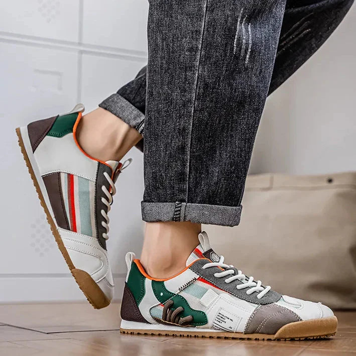 Effortless Colorblock Fashion Sneakers for Women with Lace Up Gum Sole Sporty Casual Style