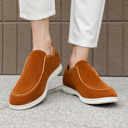 Effortless Suede Loafer Sneaker for Women with Round Toe Platform Sole Slip On Casual Style