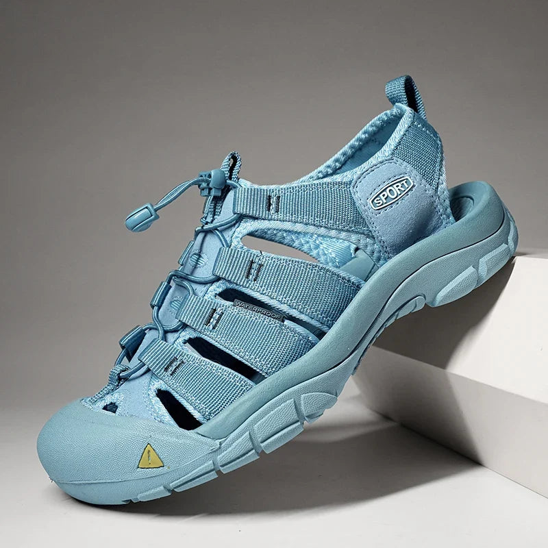 Comfortable Sport Sandal for Women with Closed Toe Bungee Lace Waterproof Trail Style